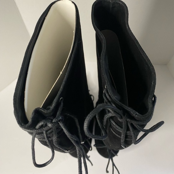 Dolce & Gabbana black suede knee high boot with multiple lacing details - Picture 8 of 9